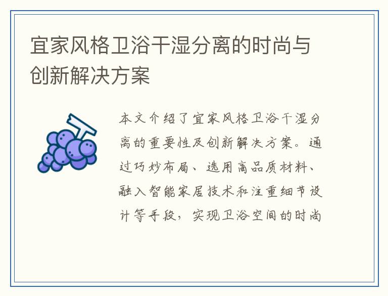 宜家风格卫浴干湿分离的时尚与创新解决方案