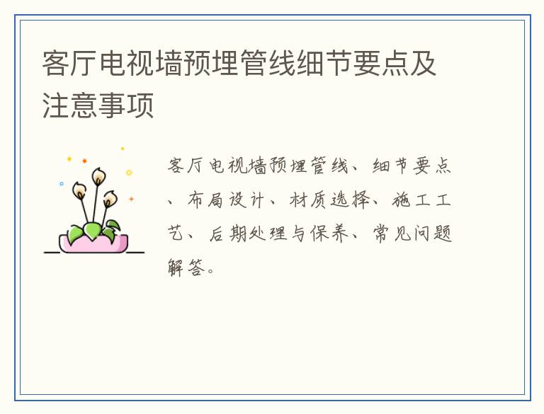客厅电视墙预埋管线细节要点及注意事项