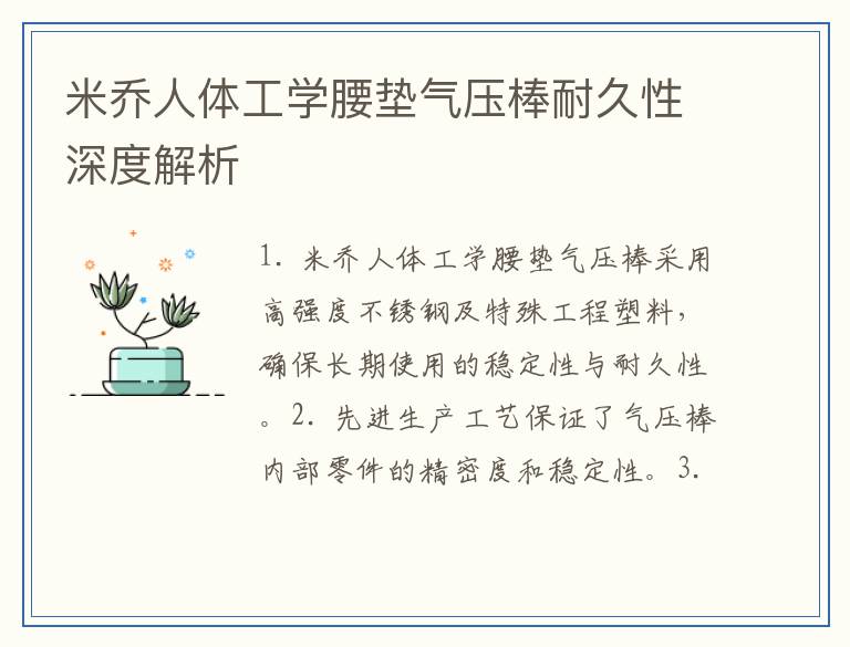 米乔人体工学腰垫气压棒耐久性深度解析