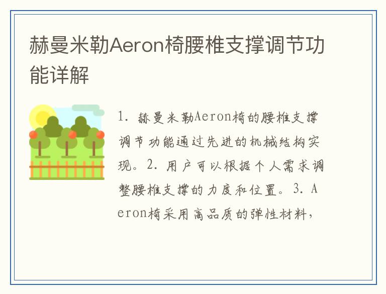 赫曼米勒Aeron椅腰椎支撑调节功能详解