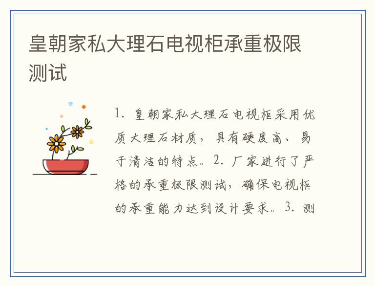 皇朝家私大理石电视柜承重极限测试
