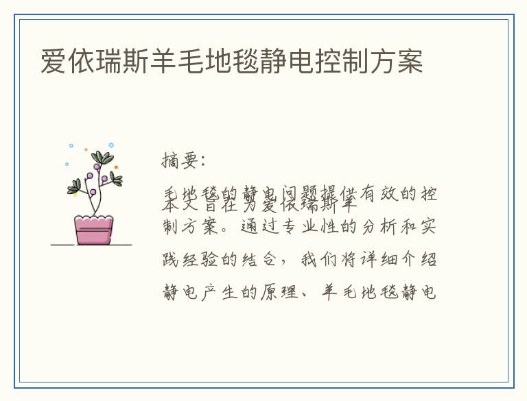 爱依瑞斯羊毛地毯静电控制方案