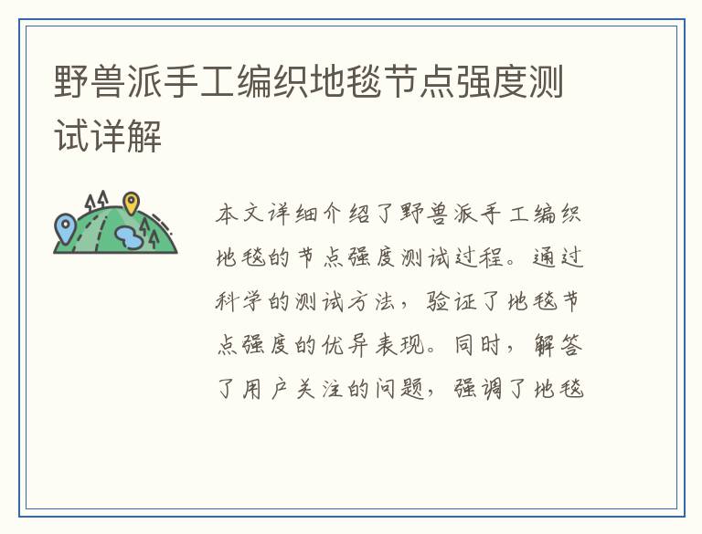 野兽派手工编织地毯节点强度测试详解