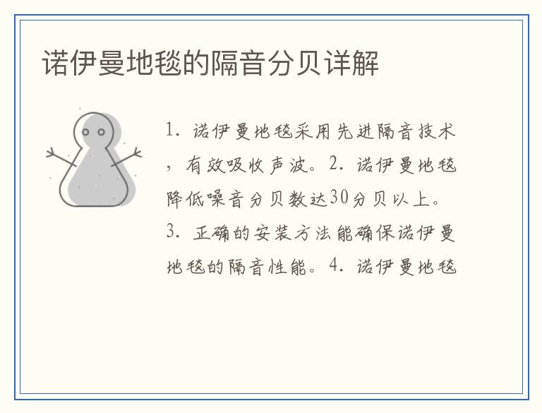 诺伊曼地毯的隔音分贝详解