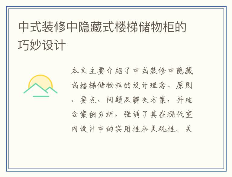 中式装修中隐藏式楼梯储物柜的巧妙设计