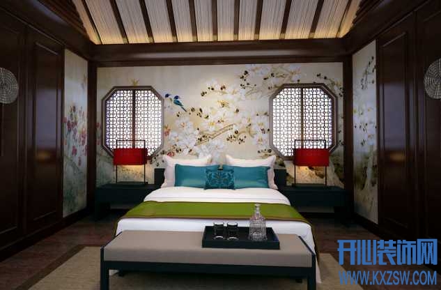 中式家装局部秀之中式卧室床头背景，中式卧室床头背景赏析