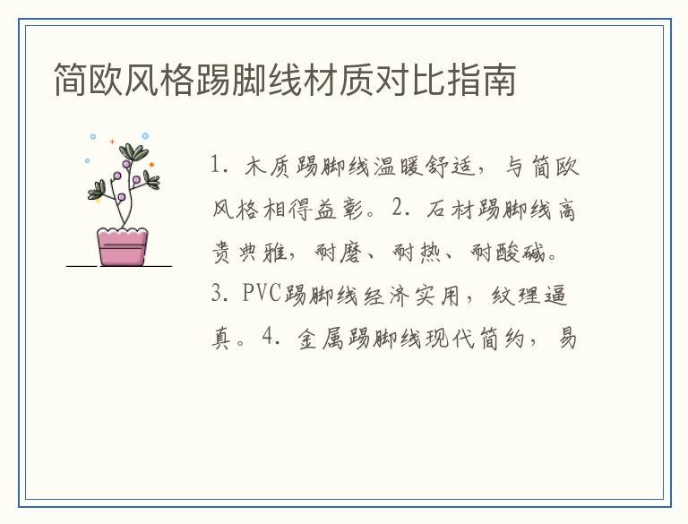 简欧风格踢脚线材质对比指南