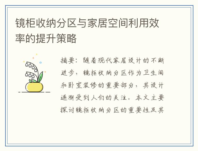 镜柜收纳分区与家居空间利用效率的提升策略