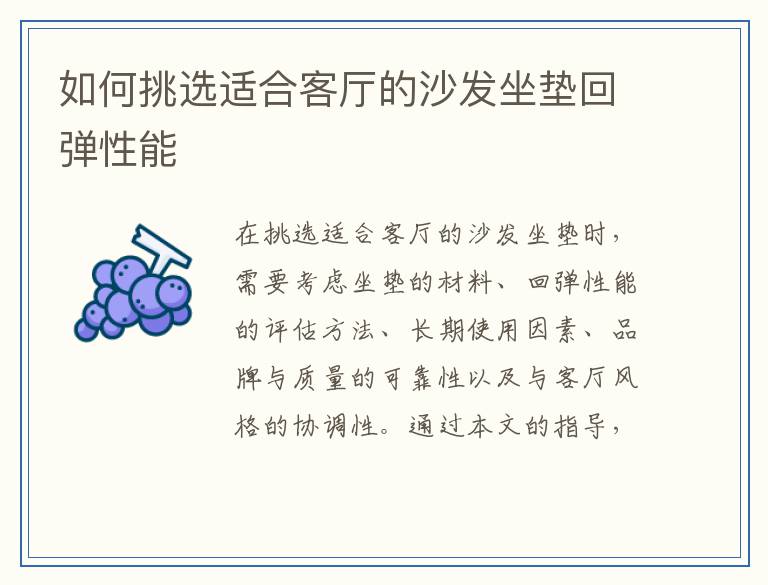 如何挑选适合客厅的沙发坐垫回弹性能