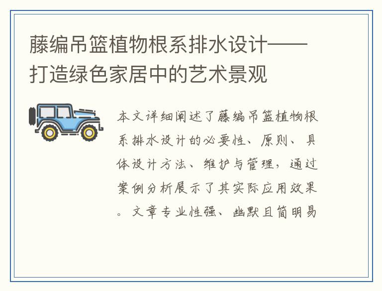 藤编吊篮植物根系排水设计——打造绿色家居中的艺术景观