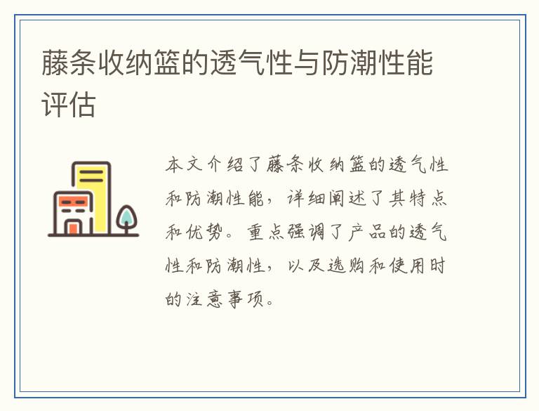 藤条收纳篮的透气性与防潮性能评估