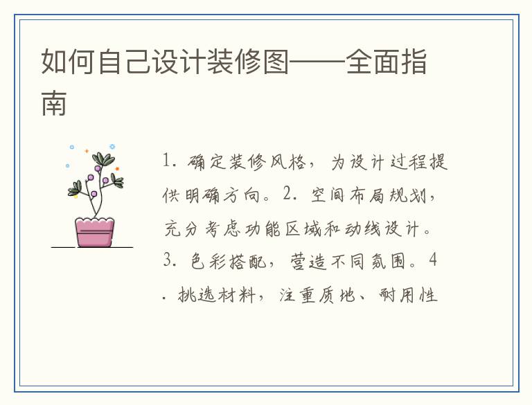 如何自己设计装修图——全面指南