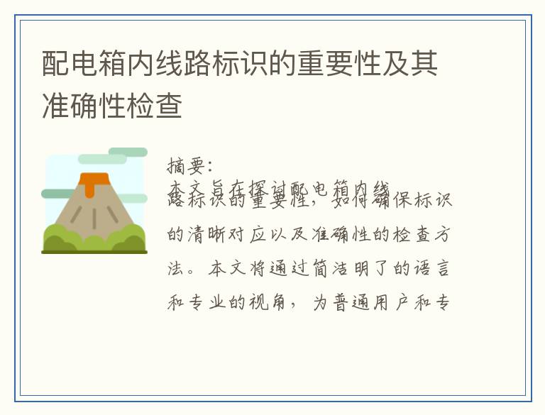 配电箱内线路标识的重要性及其准确性检查