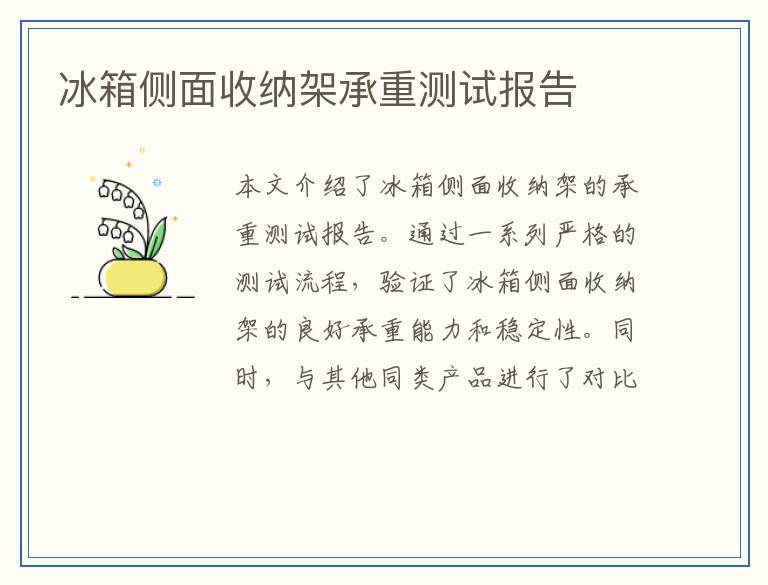 冰箱侧面收纳架承重测试报告