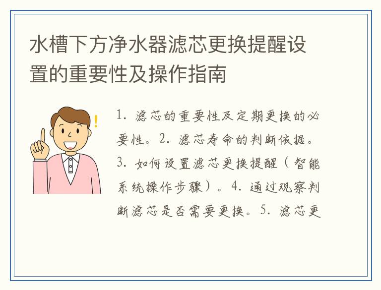 水槽下方净水器滤芯更换提醒设置的重要性及操作指南