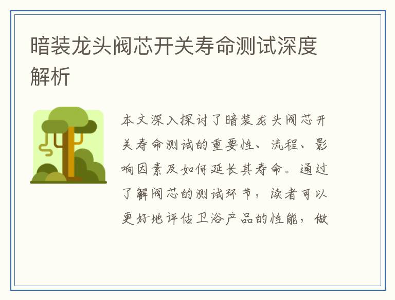 暗装龙头阀芯开关寿命测试深度解析
