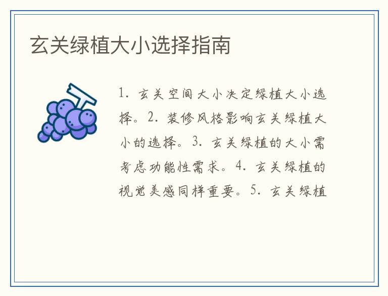 玄关绿植大小选择指南
