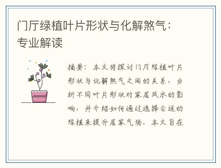门厅绿植叶片形状与化解煞气：专业解读