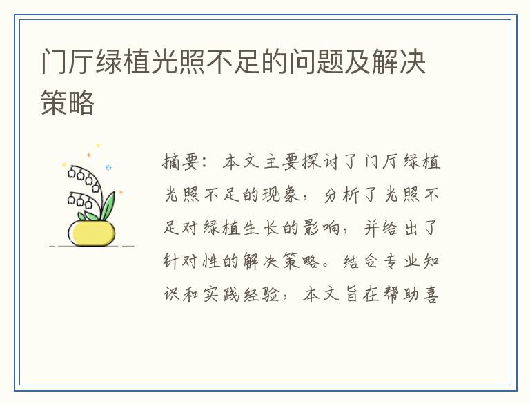 门厅绿植光照不足的问题及解决策略