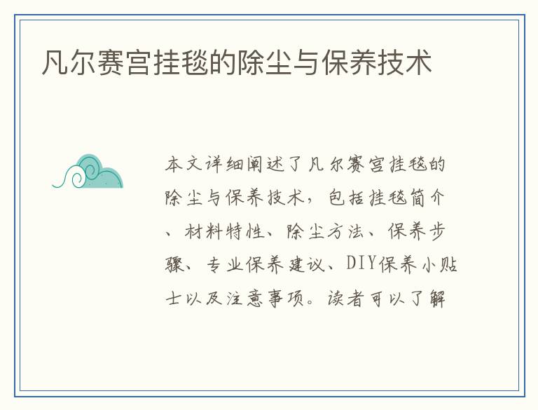 凡尔赛宫挂毯的除尘与保养技术
