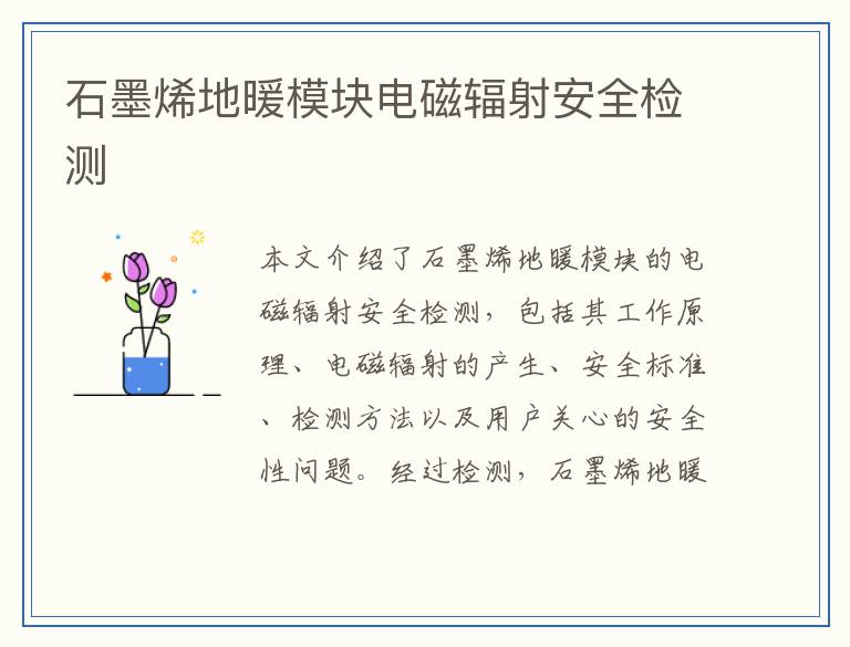 石墨烯地暖模块电磁辐射安全检测