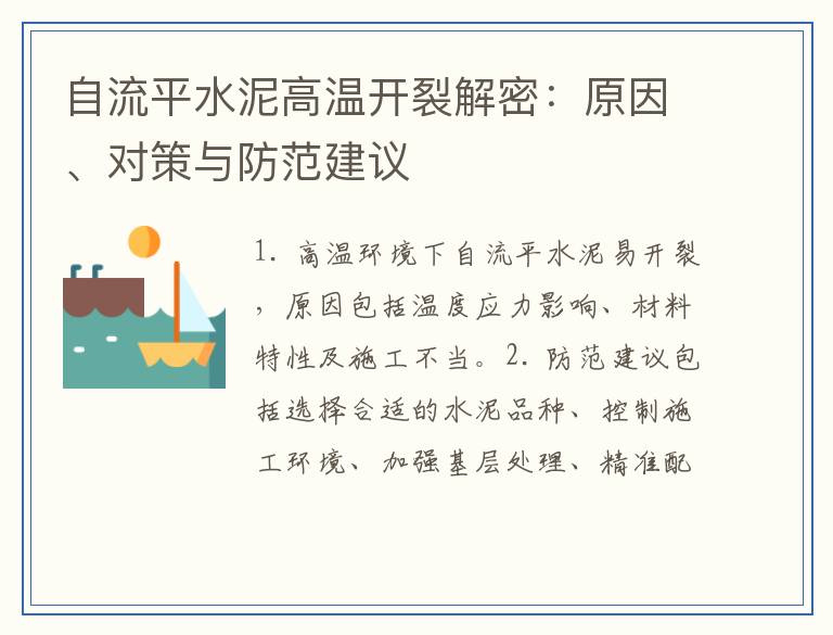 自流平水泥高温开裂解密：原因、对策与防范建议