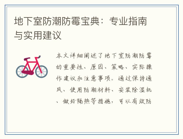 地下室防潮防霉宝典：专业指南与实用建议