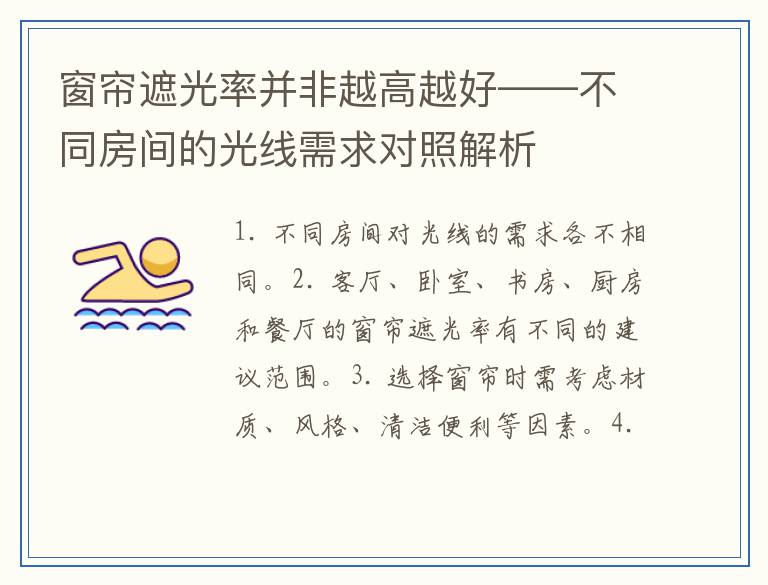 窗帘遮光率并非越高越好——不同房间的光线需求对照解析