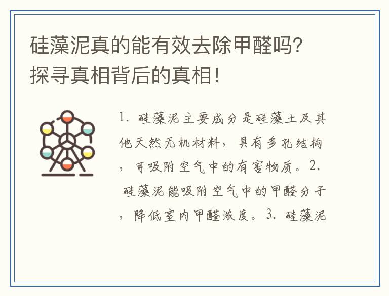 硅藻泥真的能有效去除甲醛吗?探寻真相背后的真相!