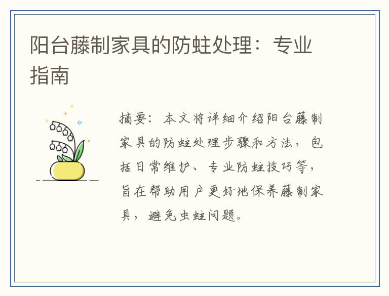 阳台藤制家具的防蛀处理：专业指南