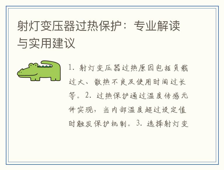 射灯变压器过热保护：专业解读与实用建议