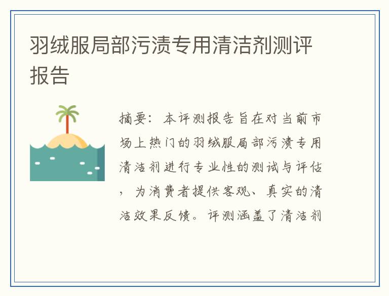 羽绒服局部污渍专用清洁剂测评报告