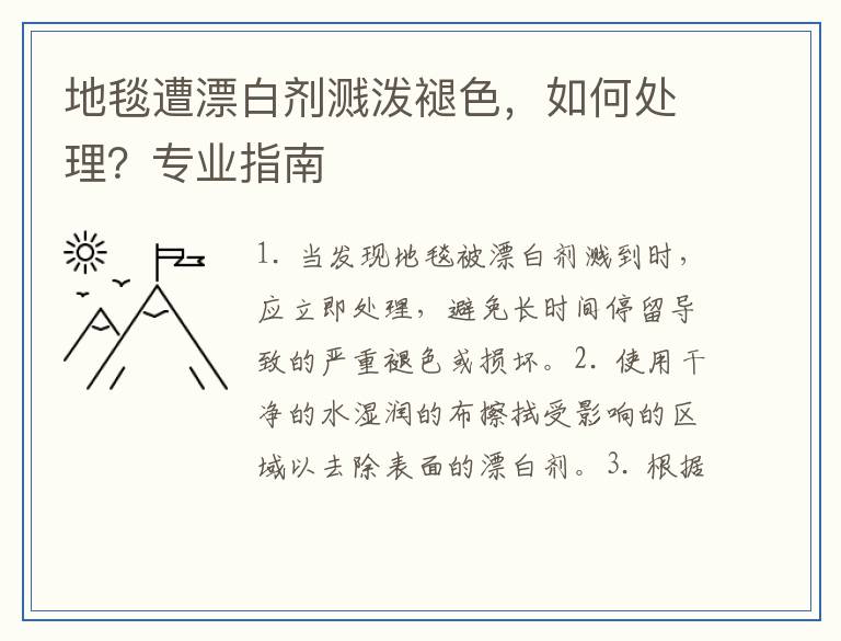 地毯遭漂白剂溅泼褪色，如何处理？专业指南