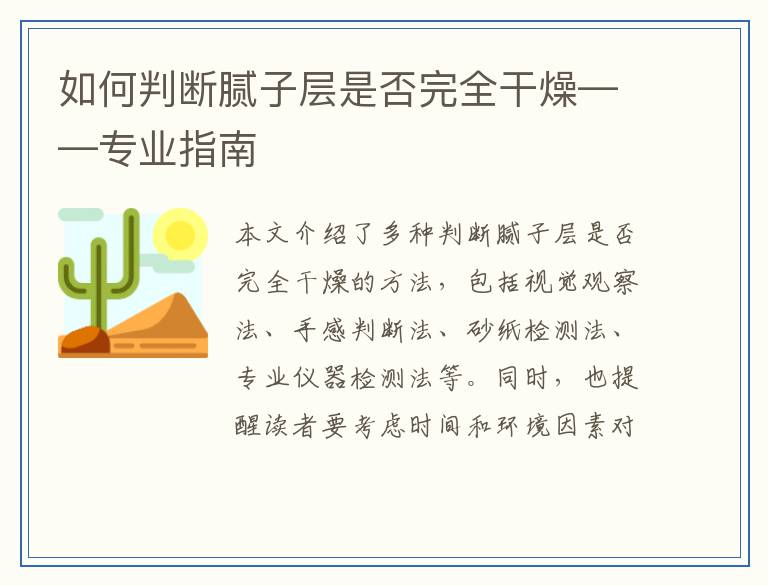 如何判断腻子层是否完全干燥——专业指南
