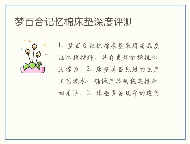 梦百合记忆棉床垫深度评测
