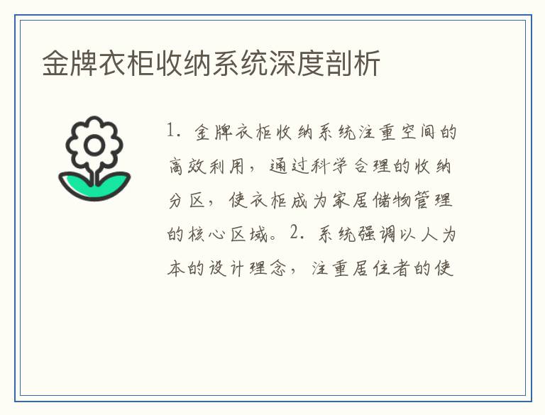 金牌衣柜收纳系统深度剖析