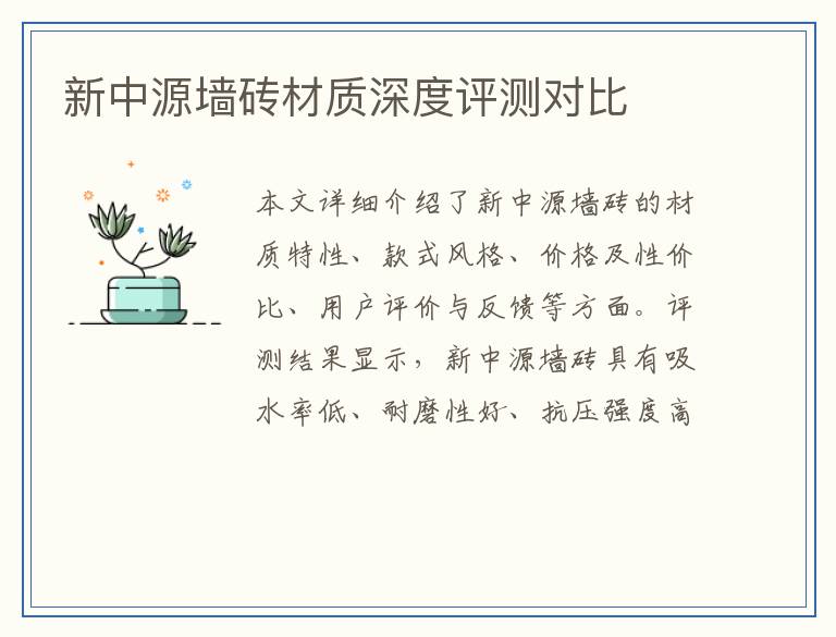 新中源墙砖材质深度评测对比
